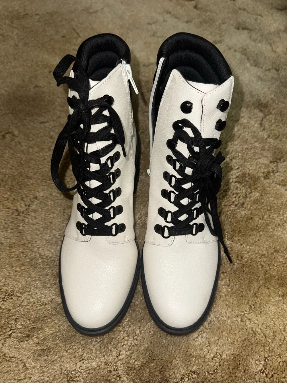 Mix No. 6 White Heeled Combat Booties